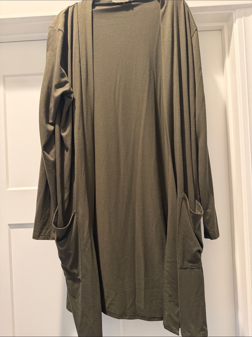 Zenana Outfitters Olive Open-Front Duster Cardigan